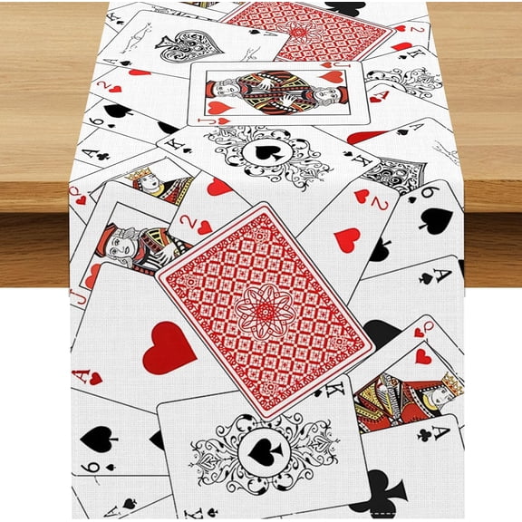 Wonderland Poker Table Runner Casino Theme Party Decorations Las Vegas Game Night Dining Room Home Kitchen Island Decor