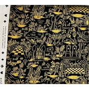 Wonderland-Rifle Paper Co-Magic Forest-Midnight Metallic-Cotton+ Steel
