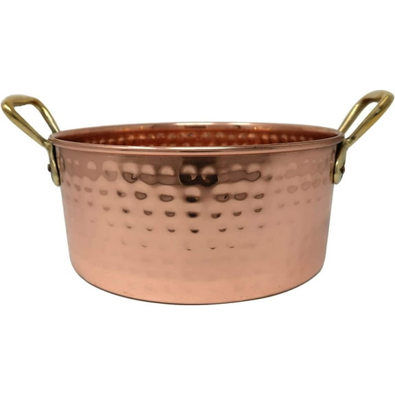 Wonderlist HandicraftsCopper Cookware Pot with Brass Handles Indian Kitchen Utensil Hand Hammered Capacity 2000 ml