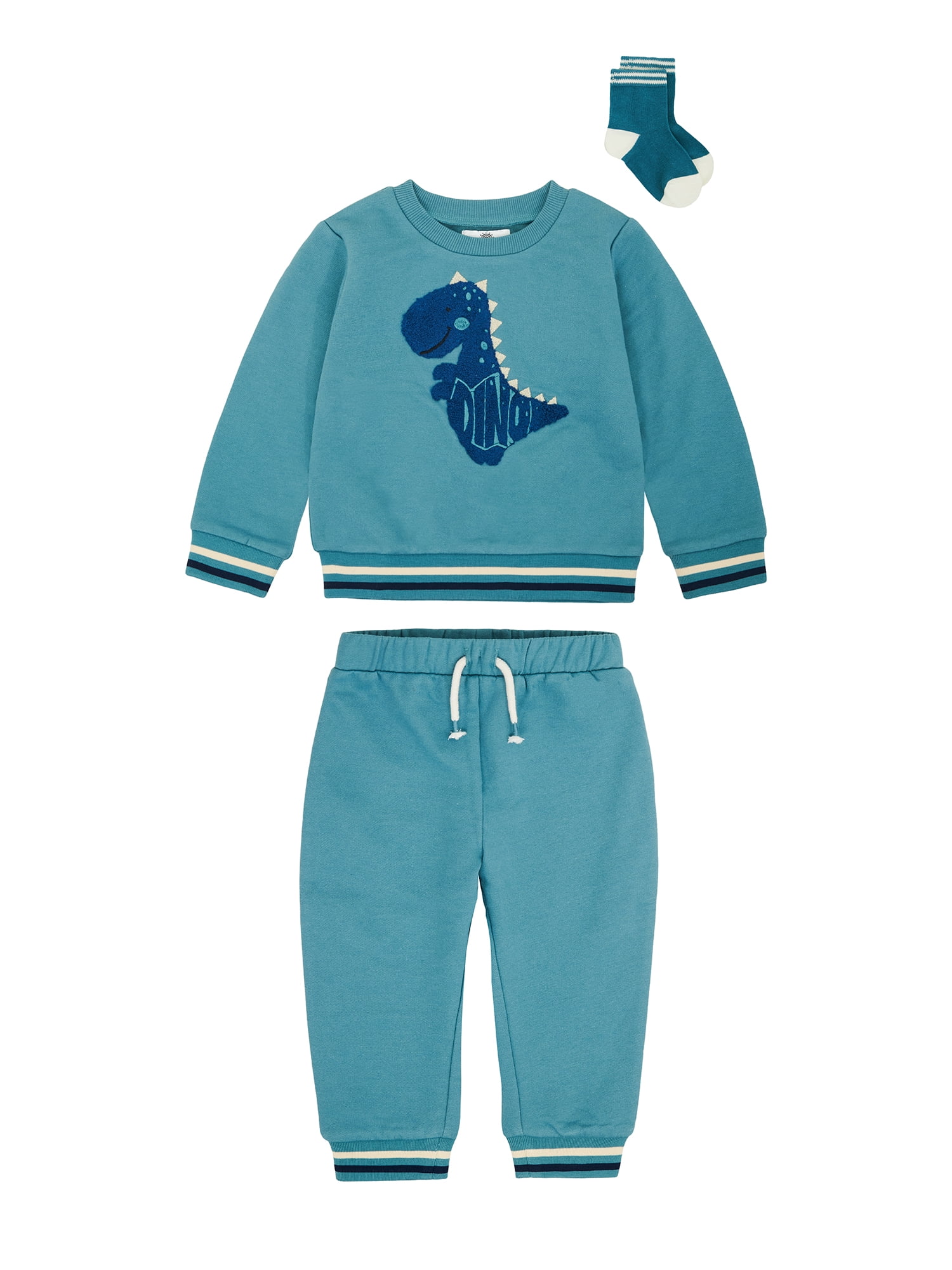 Wonderluxe Baby Boys' Long Sleeve Fleece Sweatshirt and Jogger, 3-Piece Set, Sizes 0-3M-24M
