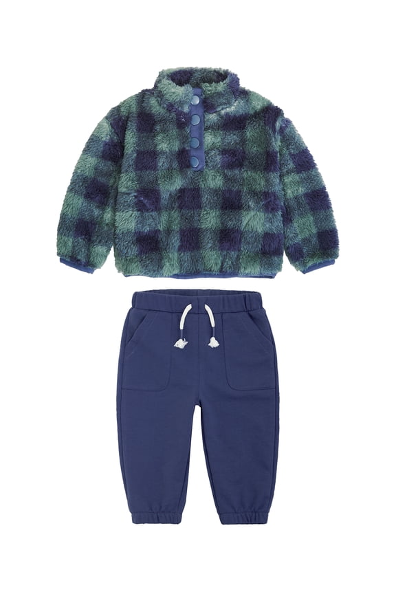 Baby Boys' Teddy Fleece Pullover and Jogger Pants Set, 2-Piece, Sizes 0/3M-24M