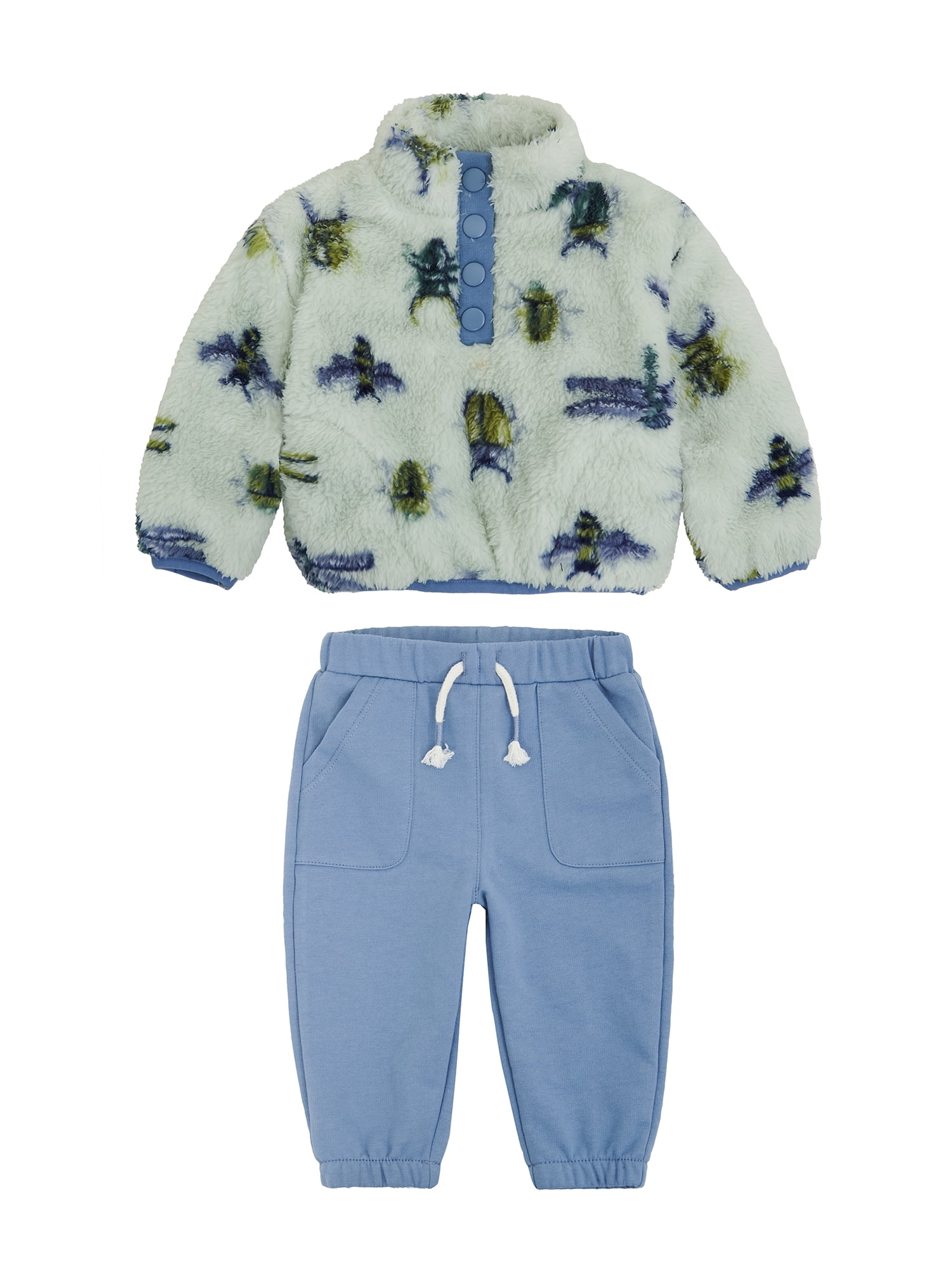 Wonderluxe Baby Boys' Teddy Fleece Pullover and Jogger Pants Set, 2-Piece, Sizes 0/3M-24M