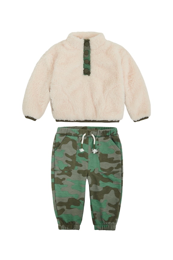 Baby Boys' Teddy Fleece Pullover and Jogger Pants Set, 2-Piece, Sizes 0/3M-24M