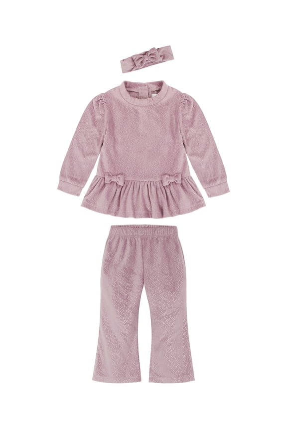 Baby Girls' Cozy Velour Top, Pant and Headband, 3-Piece Set, Sizes 0-3M-24M