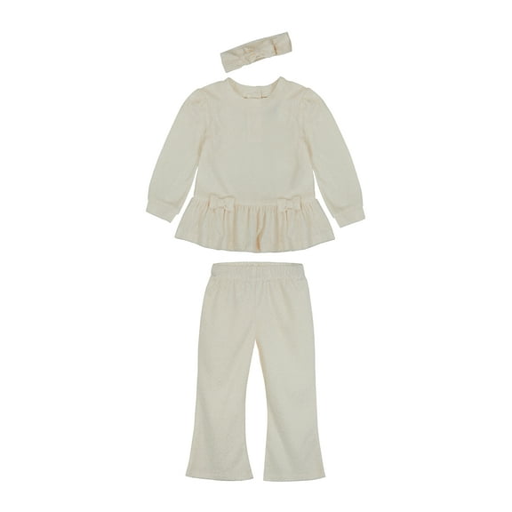 Wonderluxe Baby Girls' Cozy Velour Top, Pant and Headband, 3-Piece Set, Sizes 0-3M-24M