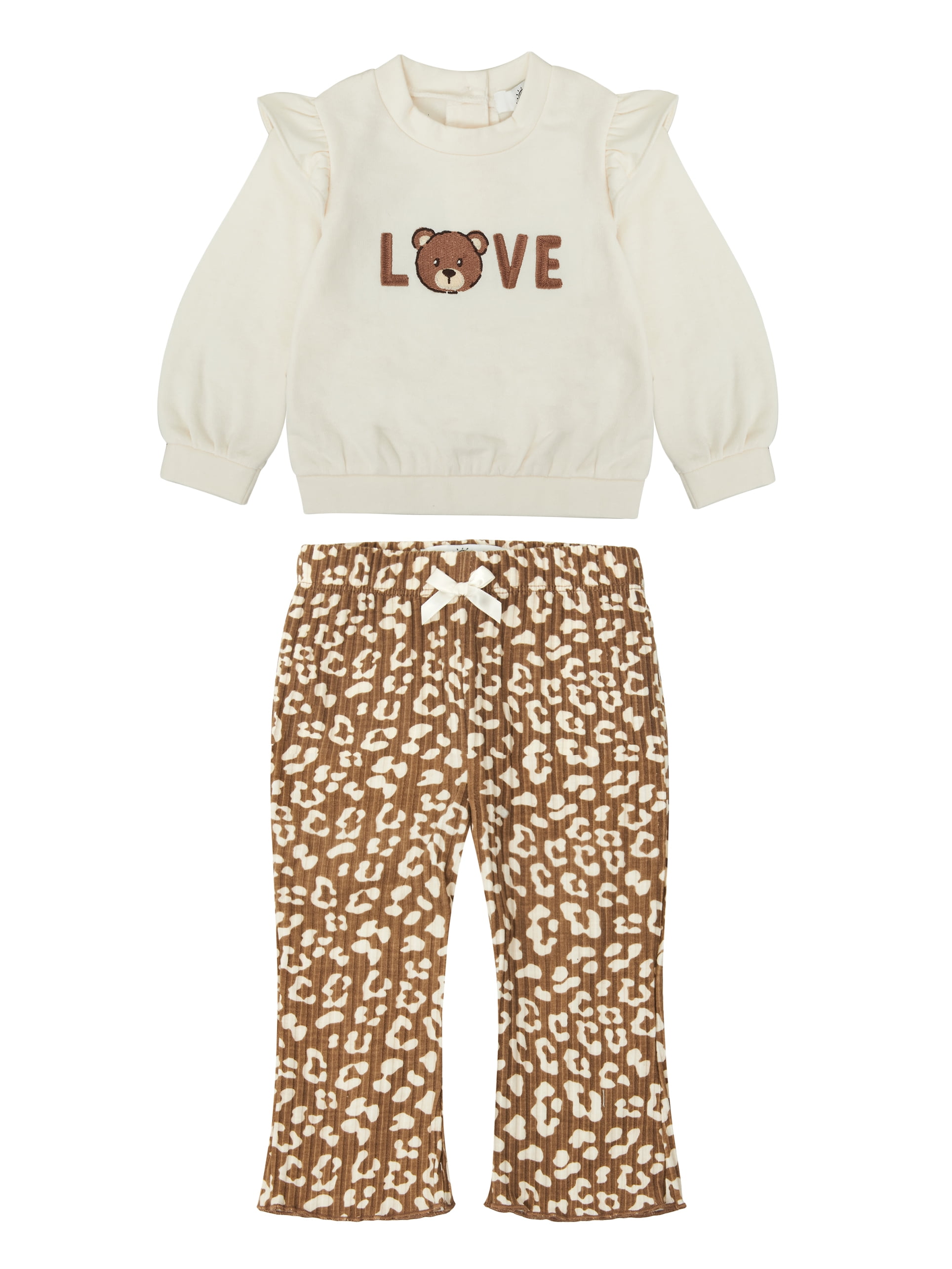 Wonderluxe Baby Girls' Long Sleeve Sweatshirt and Pant, 3-Piece Set, Sizes 0-3M-24M