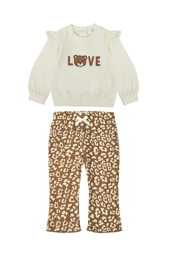 Baby Girls' Long Sleeve Sweatshirt and Pant, 3-Piece Set, Sizes 0-3M-24M