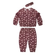 Wonderluxe Baby Girls' Long Sleeve Sweatshirt and Pant, 3-Piece Set, Sizes 0-3M-24M