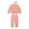thumbnail image 1 of Wonderluxe Baby Girls' Long Sleeve Sweatshirt and Pant, 3-Piece Set, Sizes 0-3M-24M, 1 of 13