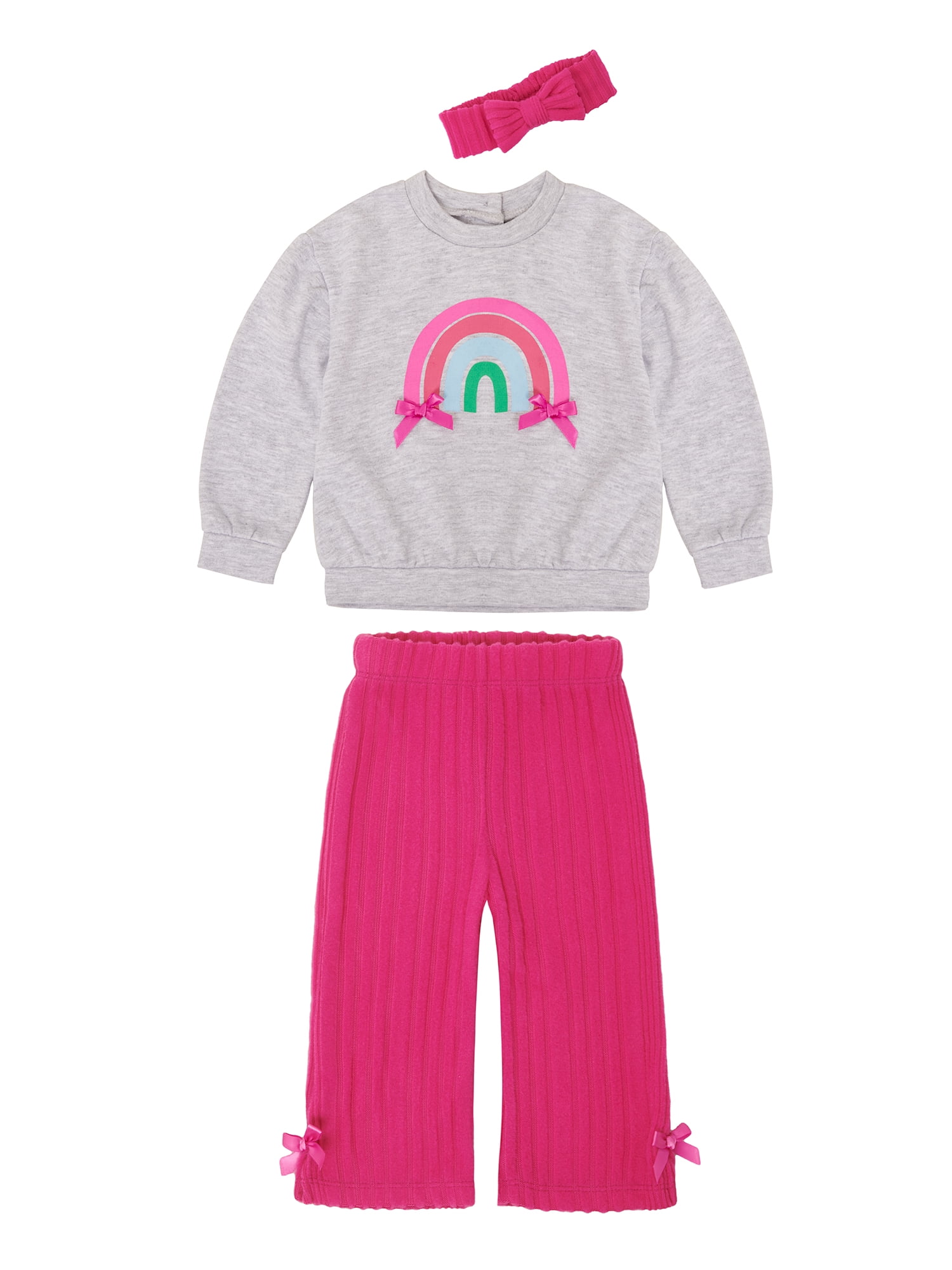 Walmart exclusive discounts  Wonderluxe Baby Girls' Long Sleeve Sweatshirt and Pant, 3-Piece Set, Sizes 0-3M-24M