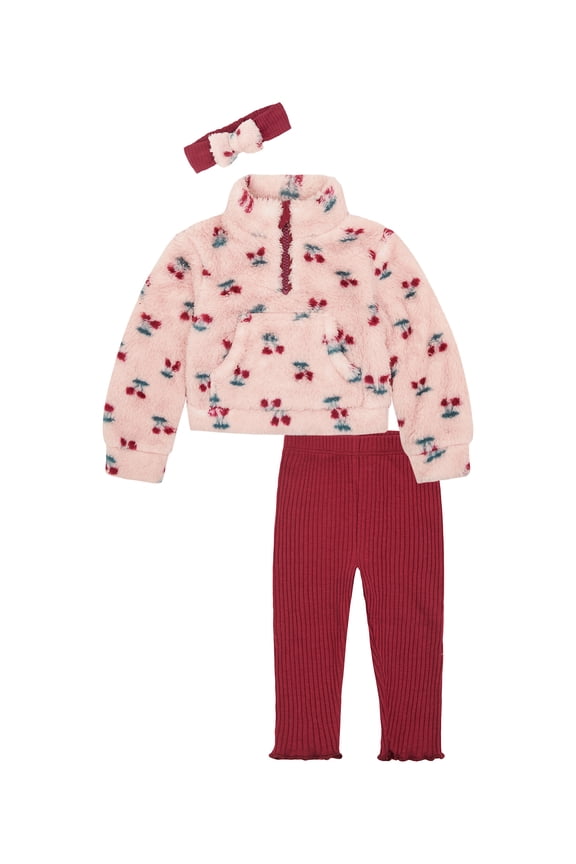 Baby Girls' Teddy Fleece Pullover, Legging and Headband Set, 3-Piece, Sizes 0/3M-24M