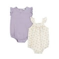 thumbnail image 1 of Wonderluxe Newborn Girls' 2 Pack Flutter Sleeve Bubble Romper, Sizes 0/3M-6/9M, 1 of 4