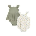 thumbnail image 1 of Wonderluxe Newborn Girls' 2 Pack Flutter Sleeve Bubble Romper, Sizes 0/3M-6/9M, 1 of 4