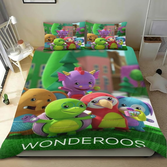 Wonderoos Themed Bed Sheet Set Three Piece Set 53x79 Inches Comfortable And Skin Friendly Unique Design Creating A Star Studded Night Home Decor Gifts For Family Friends fans