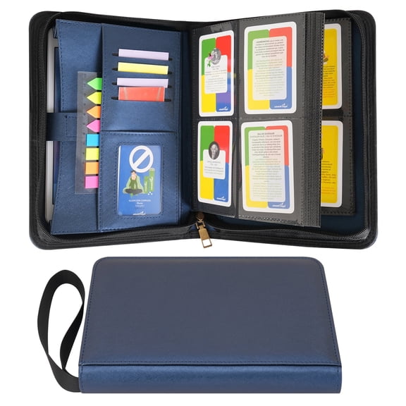 Wonderpool 4-Pocket Trading Card Binder for 240 Cards - Leather pu Card Holder and Sports Card Collection Storage Album, Side-Loading Card Folder for MTG, TCG, Game Sleek Sports Cards (Blue)