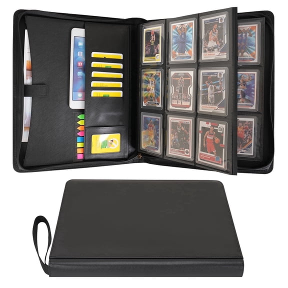 Wonderpool 9-Pocket Toploader Trading Card Binder- Hold 324 Toploaders with Extra Large Interior Pockets Waterproof pu Leather Notebook, Side-Loading for MTG TCG Yugioh Sports Games Cards (Black)
