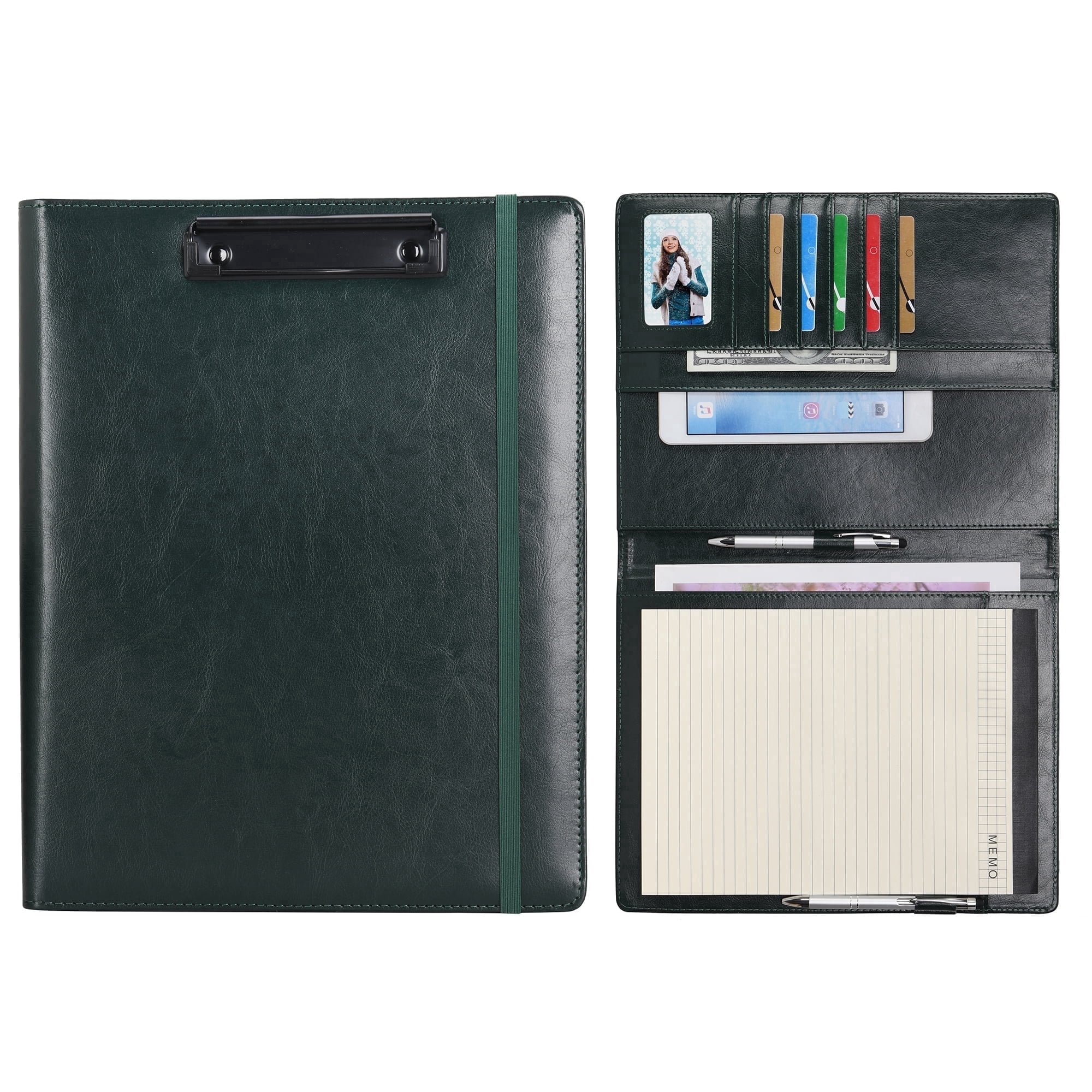 Wonderpool A4 Leather clipboard Folio Notepad with Interior Storage ...