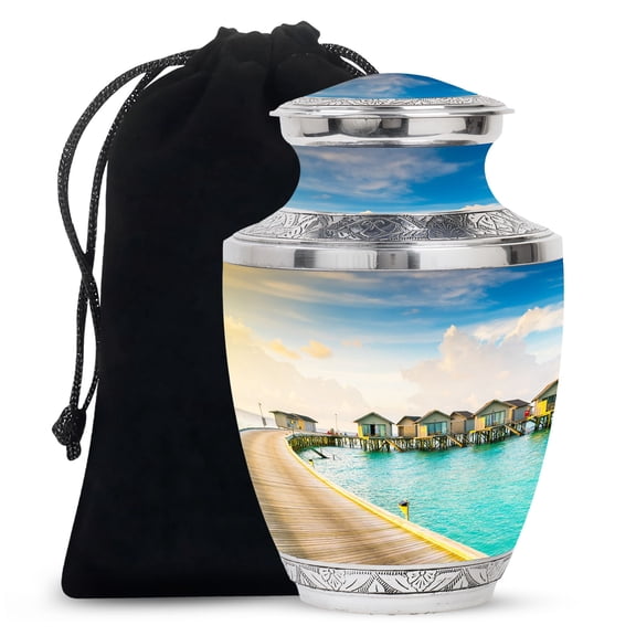 Wonders Two Friend Cremation Large Urns For Human Ashes Adult Mother And Father - Funeral Urn For Ashes Adult Dad - Decorative Gifts For Burial 10Inch To 200 Cubic Inches Capacity Include Velvet Bag