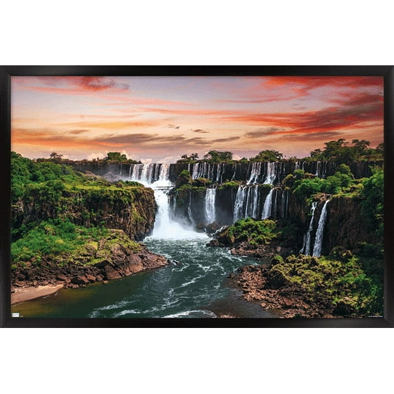 Wonders of the World - Iguazu Falls Wall Poster, 22.375" x 34", Framed