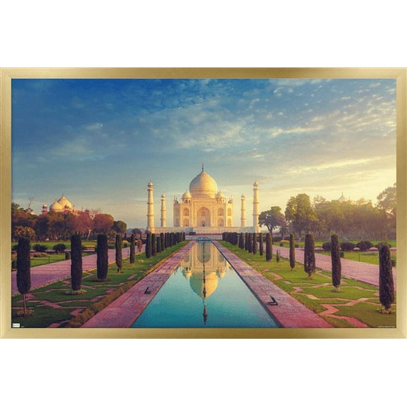 Wonders of the World - Taj Mahal Wall Poster, 14.725" x 22.375", Framed
