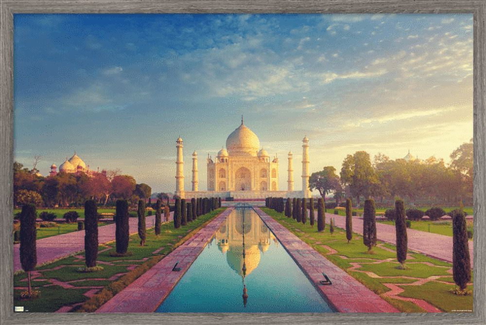 Wonders of the World - Taj Mahal Wall Poster, 14.725" x 22.375", Framed