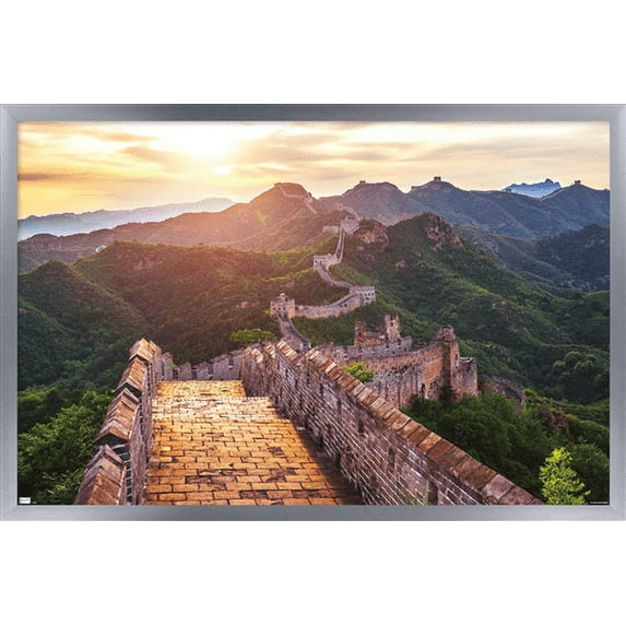 Wonders of the World - The Great Wall of China Wall Poster, 14.725" x 22.375", Framed