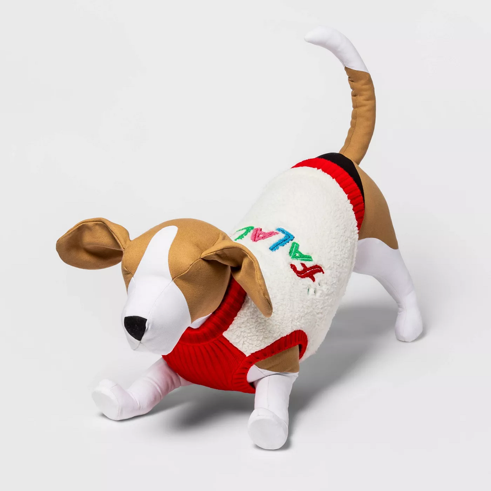 Falala Sherpa Holiday Dog and Cat Sweater in White, Small