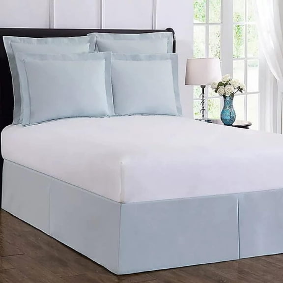 Wonderskirt Wrap-Around Twin Bed Skirt in Light Blue 15-Inch Drop