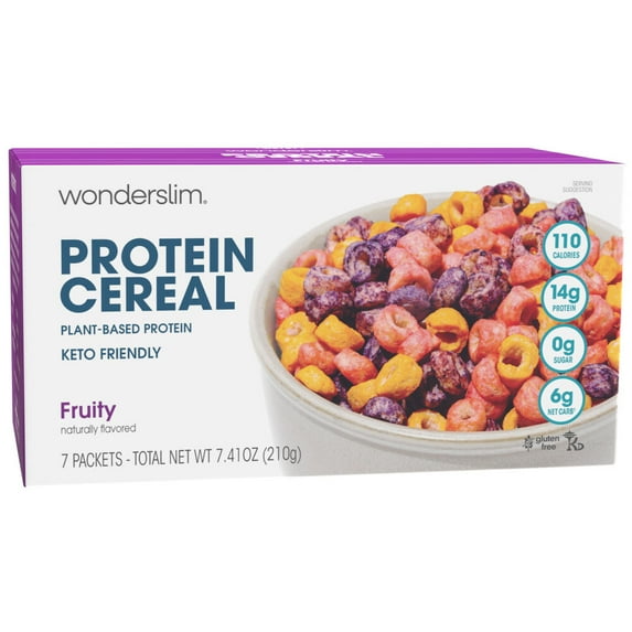 Wonderslim Protein Cereal, Fruity, Low Sugar, Gluten Free, Keto Friendly & Low Carb (7ct)