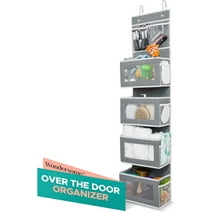 Wondersome Hanging Storage Organizer Over the Door Rack with Clear Mesh Window, Gray