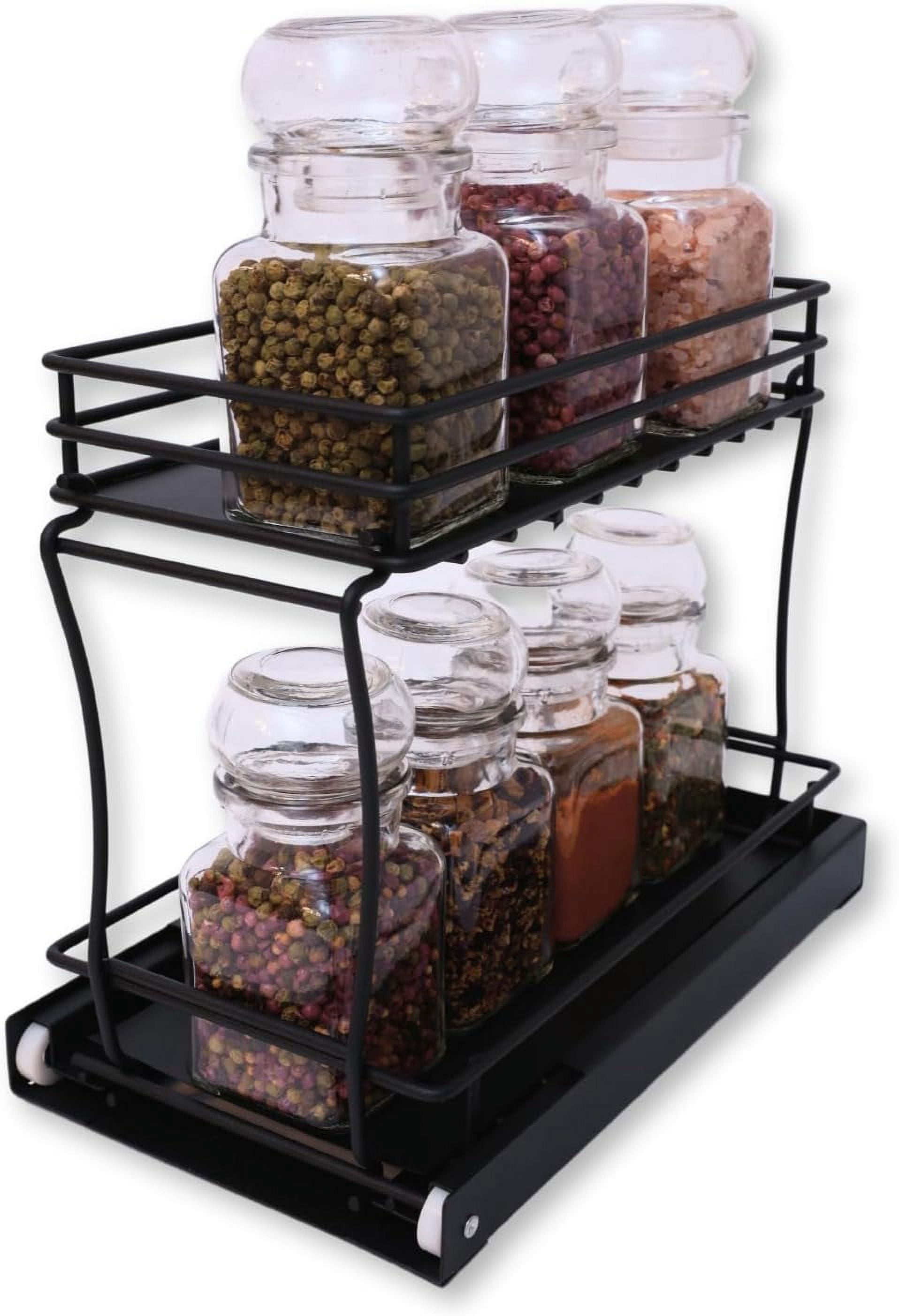 Wonder Home Rack Wondersome Spice Rack Organizer 2-Tier Pull-Out Kitchen Jars ...