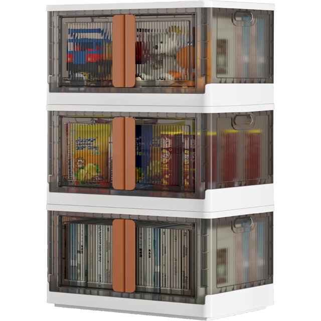 Wondersome Stackable Storage Bin Collapsible Design Wheeled Organizer ...