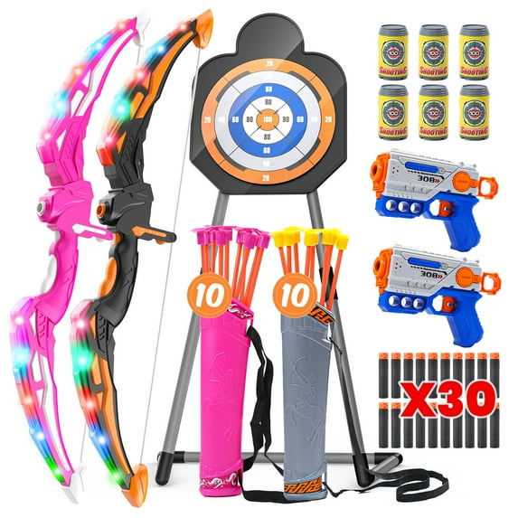 Wonderstone 2 in 1 Pack Bow and Arrow Sets Kids With Target&Quiver Indoor Outdoor Sport Gifts for Boys Girls Ages 4-8