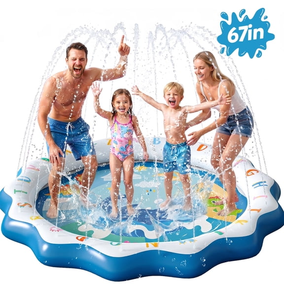 Wonderstone 66" Sprinkler Splash Pad for Kids, 5FT PVC Baby Play Mat, 0.22mm Non-Slip Thickened Pool, Outdoor Toys for Girls and Boys Ages 4-8, Blue