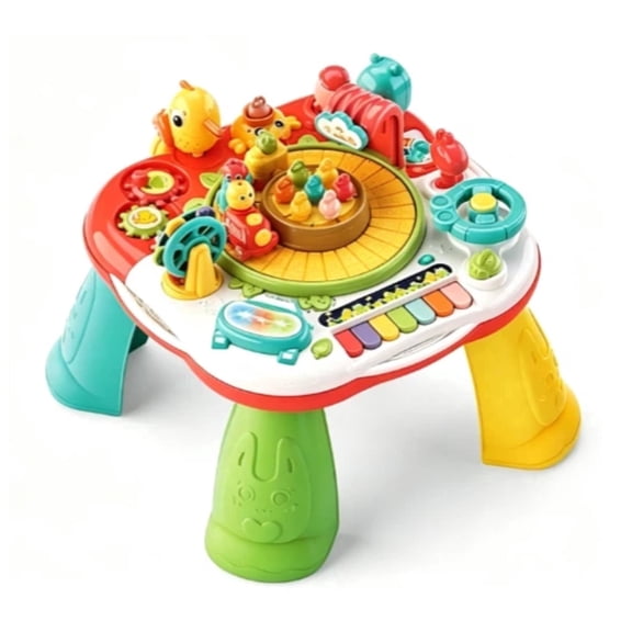 Wonderstone Baby Activity Center Learning Activity Table, Musical Standing Play Table with Spiral Ball Ramp, Educational Toy with Lights and Music for Toddlers Boys Girls 1-3 Years Old
