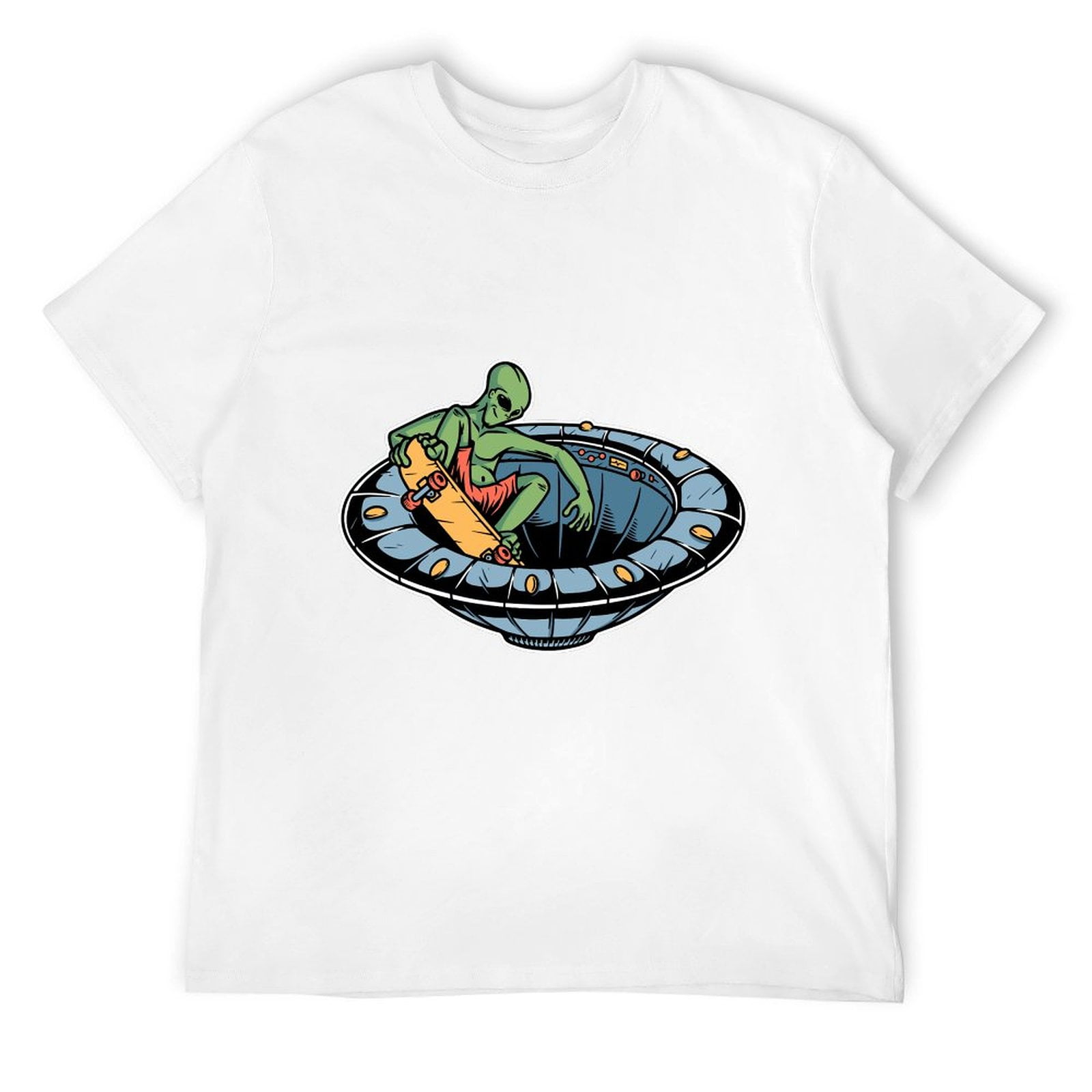 Wondex Men’S Ufo Alien Spaceship Pattern Tee, Cool SpaceThemed Design