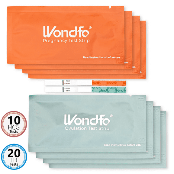 Wondfo - 20 Ovulation Test Strips and 10 Pregnancy Test Strips Kit - Rapid Test Detection for Home Self-Checking (20 LH + 10 HCG)