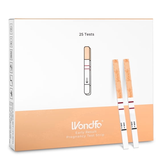 Wondfo - 25 Count Early Result Pregnancy Test Strips - Extra Sensitive 10 mIU/mL HCG Early Predictor Kits, Detect 6 Days Sooner Than Your Missed Period -[25 Count]