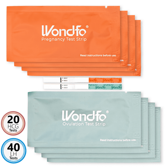Wondfo - 40 Ovulation Test Strips and 20 Pregnancy Test Strips Kit - Rapid Test Detection for Home Self-Checking (40 LH + 20 HCG)