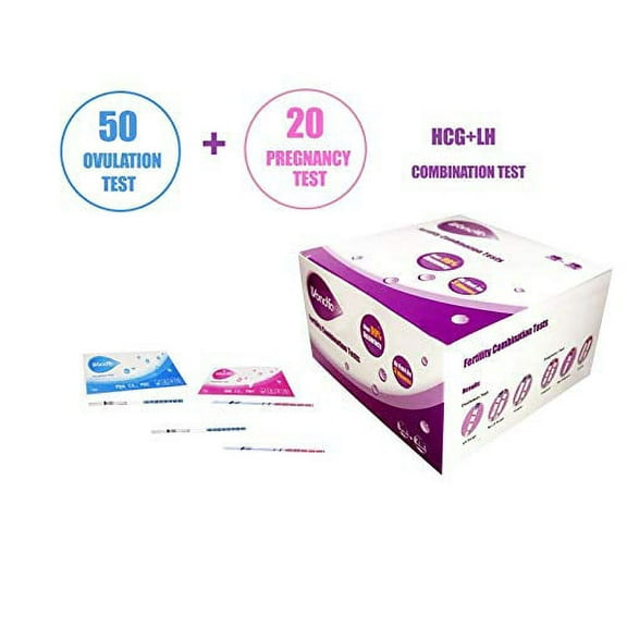 Wondfo 50 Ovulation Test Strips and 20 Pregnancy Test Strips Kit (50 LH + 20 HCG)