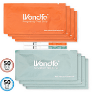 Wondfo - 50 Ovulation Test Strips and 50 Pregnancy Test Strips Kit - Rapid Test Detection for Home Self-Checking 50 LH + 50 HCG