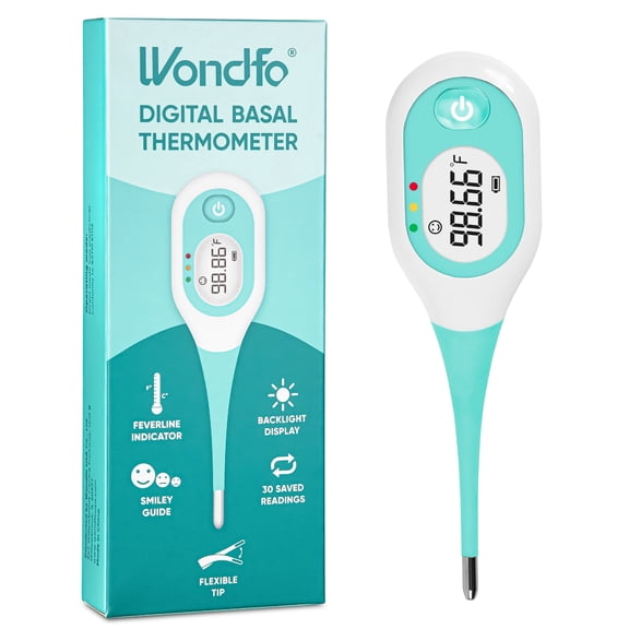 Wondfo Digital Basal Body Thermometer for Ovulation Tracking, High Precision 1/100th Degree with 30 Memory Recall