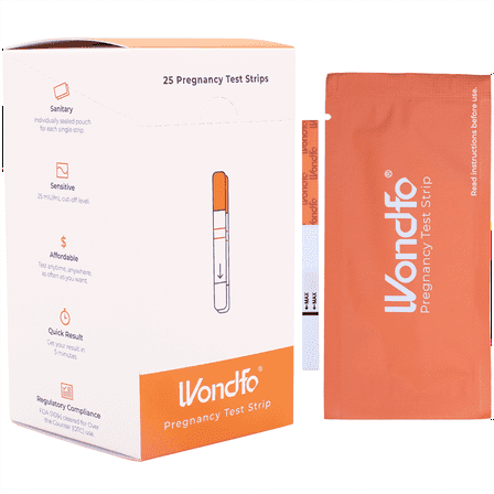 Wondfo Pregnancy Test Strips, 25-Count Individually Wrapped Pregnancy Strips, Home Detection Pregnancy Test Kit - 25mIU/mL