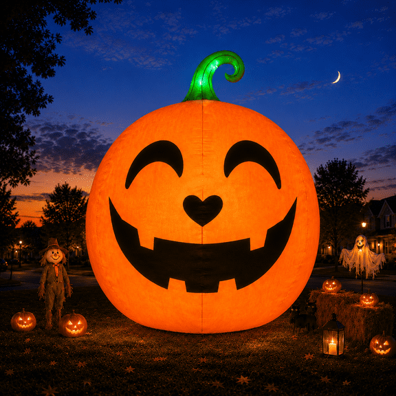 Wondiair 10 FT Giant Lighted Halloween Pumpkin Inflatable, Blow Up Jack O'Lantern Yard Decoration for Outdoor Lawn, Garden, Porch & Halloween Party