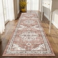 thumbnail image 1 of Wondiair 2x7 Vintage Persian Area Rug, Machine Washable Non-Slip Low Pile Carpet in Terracotta Brown, Soft Indoor Rug for Living Room, Dining Room, Bedroom and Kids Room, 1 of 6
