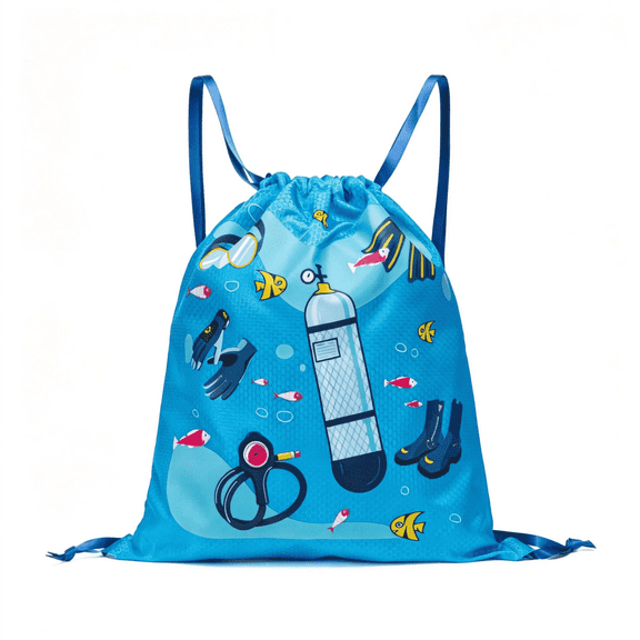 Wondiair Gym Drawstring Backpack, Lightweight Water-Resistant Blue String Bag for Travel, Beach & Sports, Men & Women