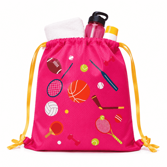 Wondiair Cute Drawstring Bag Lightweight Carry Sack for Beach, Pool and Everyday Essentials, Pink