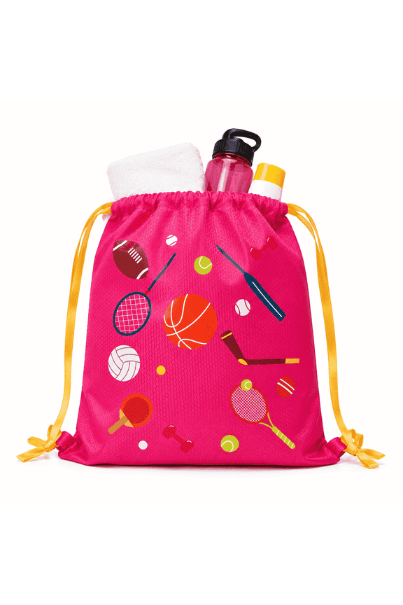 Cute Drawstring Bag Lightweight Carry Sack for Beach, Pool and Everyday Essentials, Pink