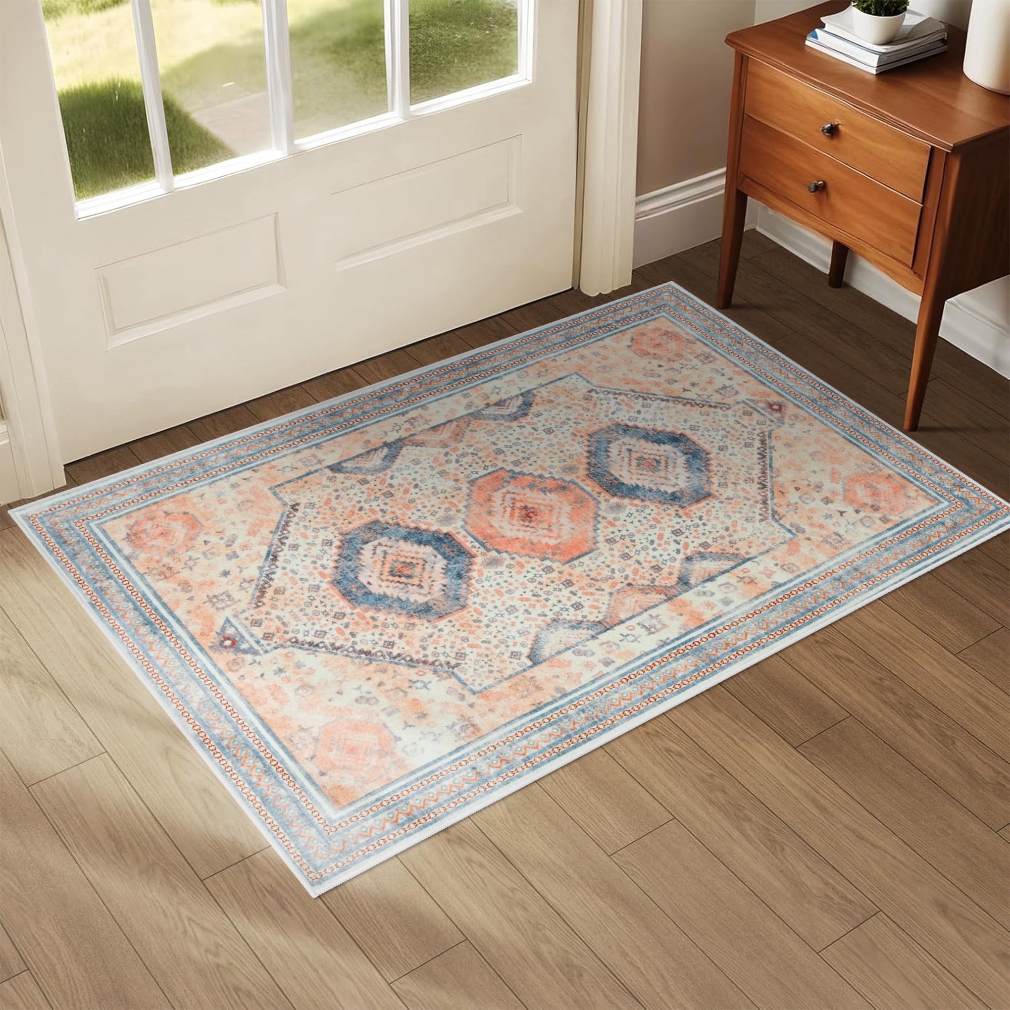Entry Rug Orange Wondo 2x3 Entryway Area Rug, Washable Area Rug, Rugs for Bedroom ...