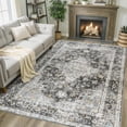 thumbnail image 1 of Wondo 4x6 Area Rug Printed Washable Rugs for Living Room Non-Slip Floor Carpet Soft Boho Vintage Rug Low Pile Water Repellent for Bedroom,Entryway,Kitchen,Indoor, Dark Gray, 1 of 9